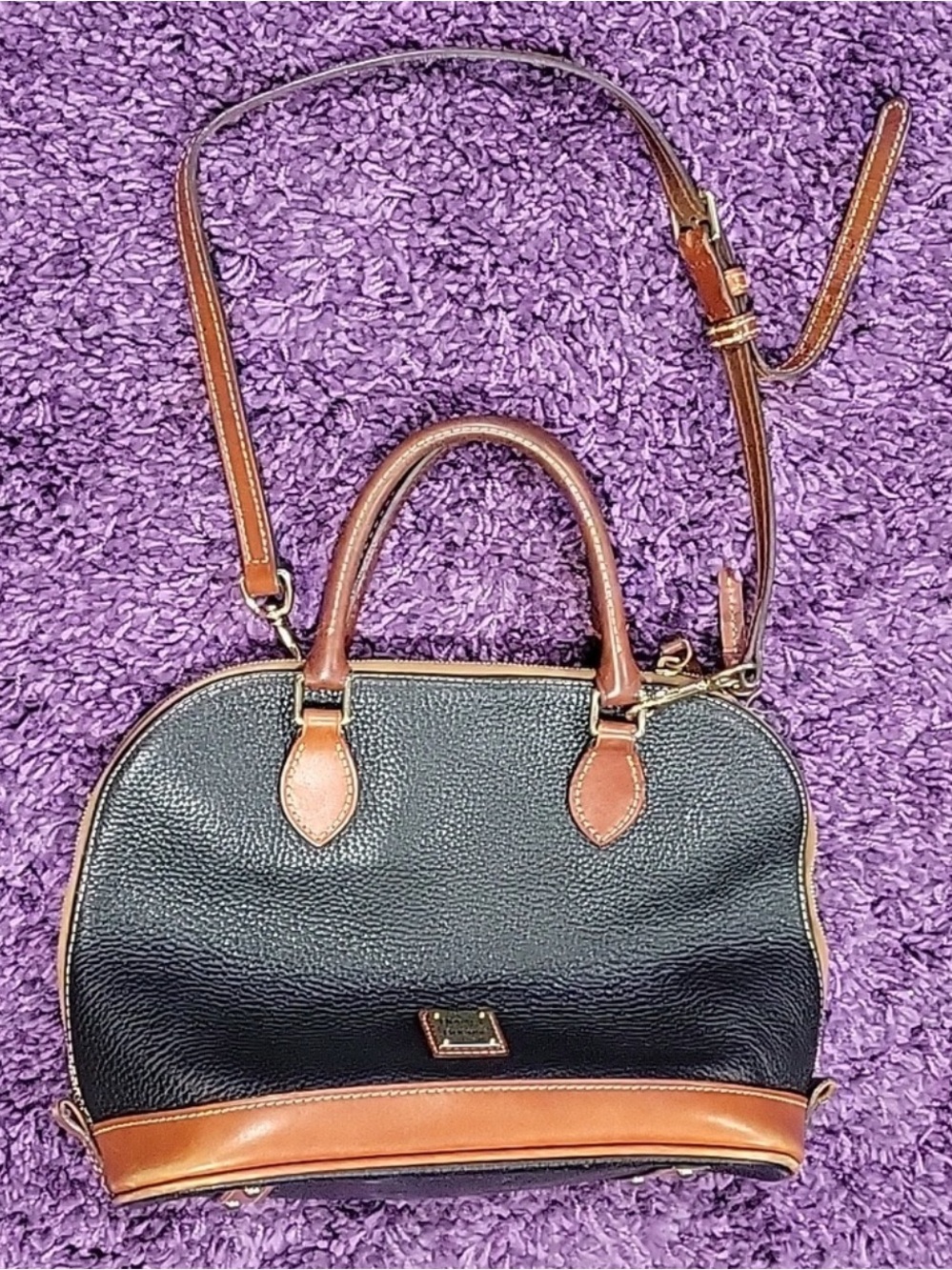 Dooney & Burke Pebble Zip Dome Contrast Trim Satchel